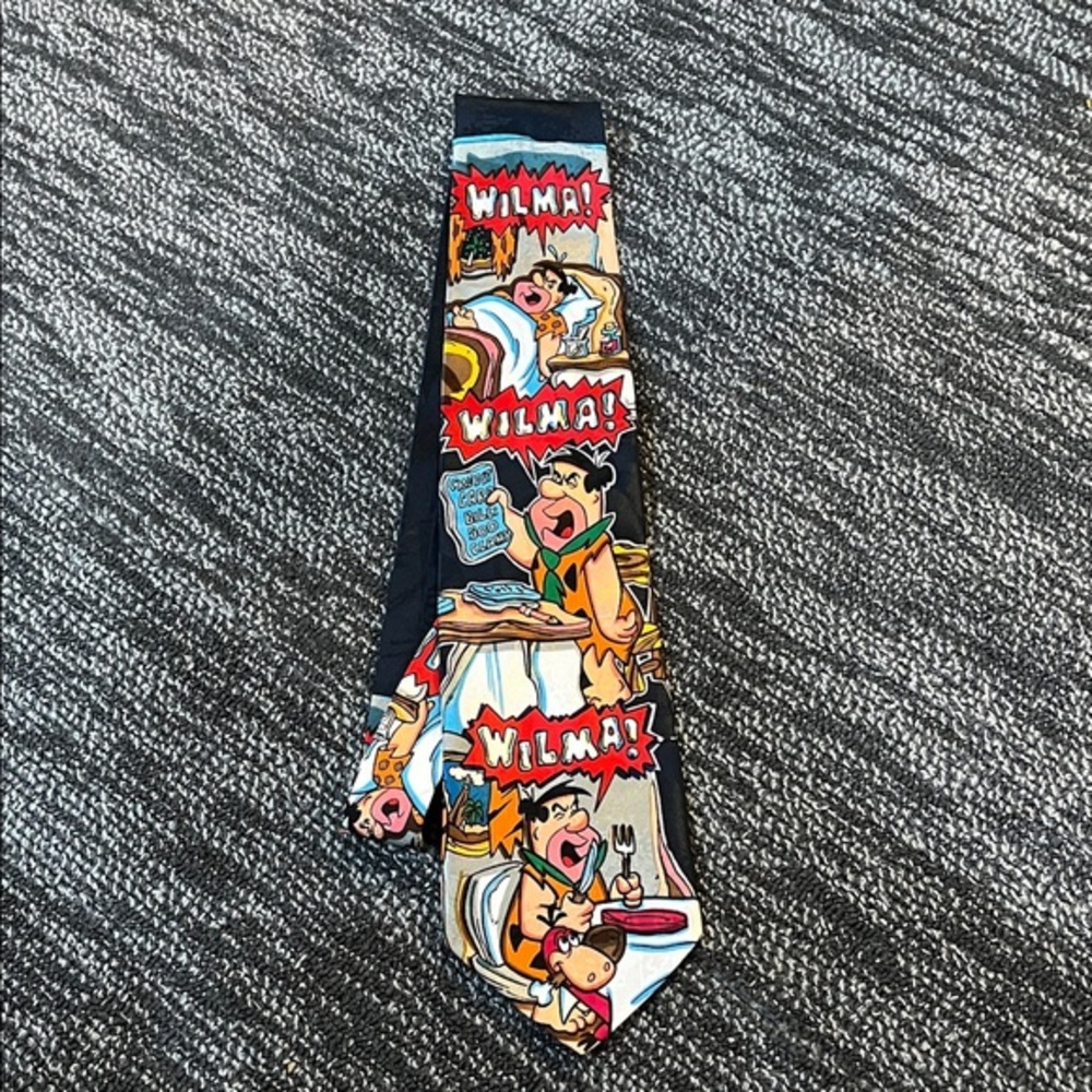 Flintstones Hanna Barbara 1993 Cartoon Men's Tie Multicolor 54" x 4"